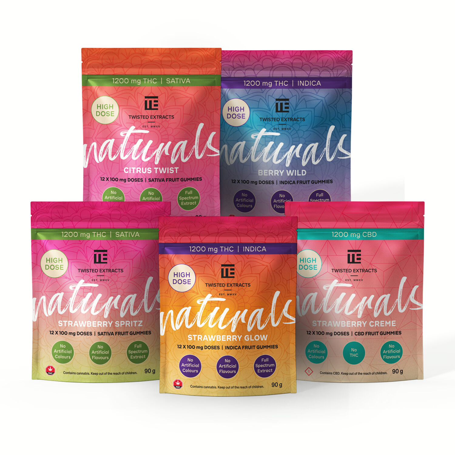 Twisted Extracts Naturals Gummies (Assorted Flavours - 1200mg)